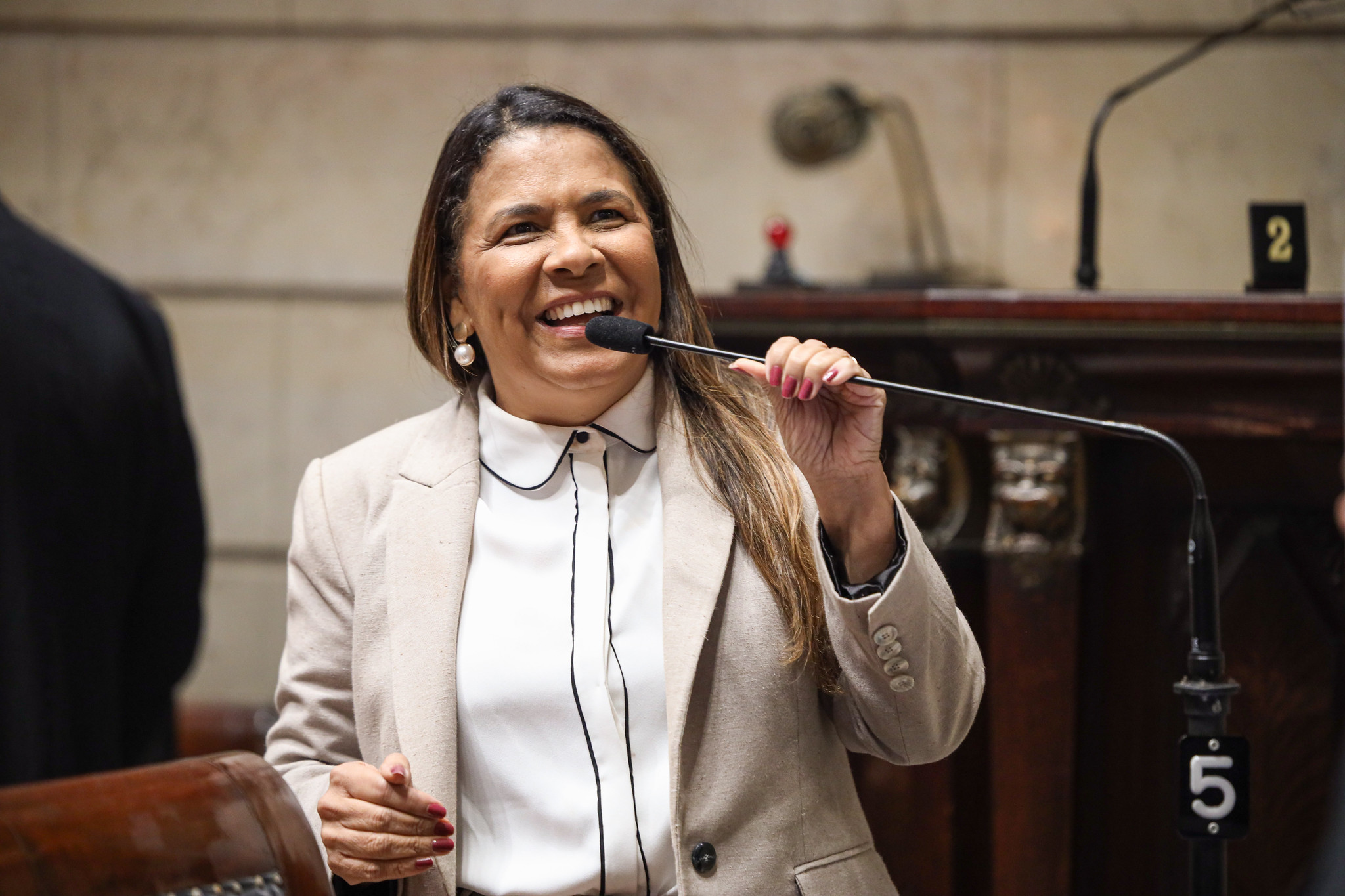 Vereadora Tânia Bastos falando no plenário